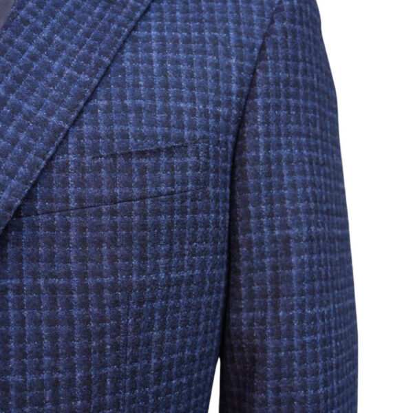 Canali Small Check Navy Smart Jacket fabric