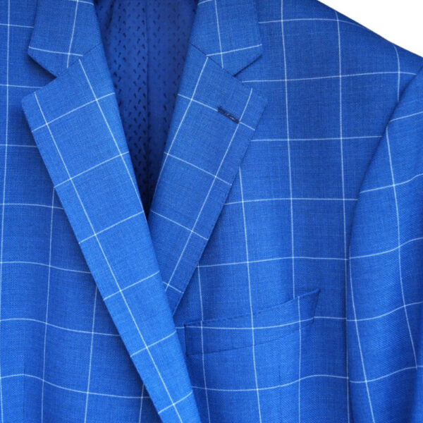 EDUARD DRESSLER BLUE AND WHITE WOOL WINDOWPANE JACKET closeup