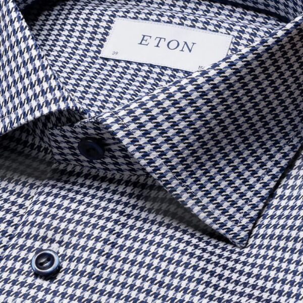 ETON Navy Houndstooth Signature Twill Shirt 3