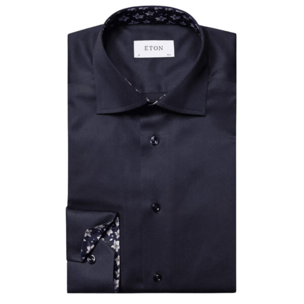 ETON SIGNATURE TWILL SLIM FIT FLORAL Eton NAVY SHIRT