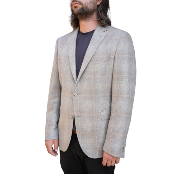 Eduard Dressler Beige Windowpane Smart Jacket side