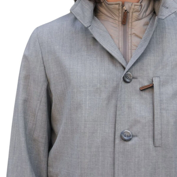 Eduard Dressler Grey Raincoat with insert closeup