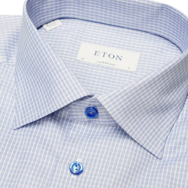 Eton Contemporary Fit Check Blue Shirt collar