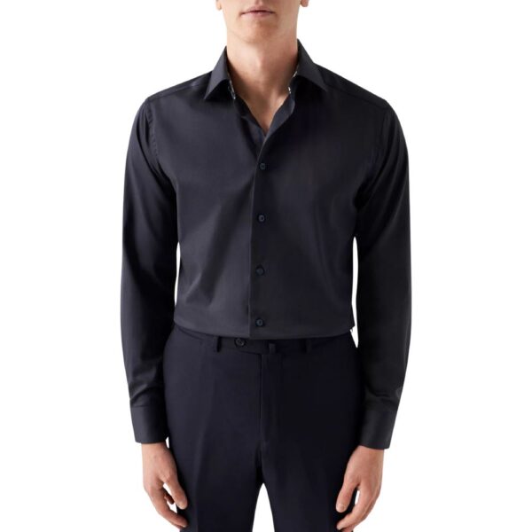 Eton Contemporary Fit Navy Shirt With Flower Pattern Detail 3