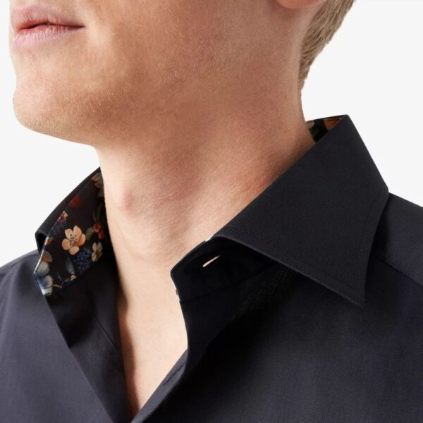 Eton Contemporary Fit Navy Shirt With Flower Pattern Detail 4