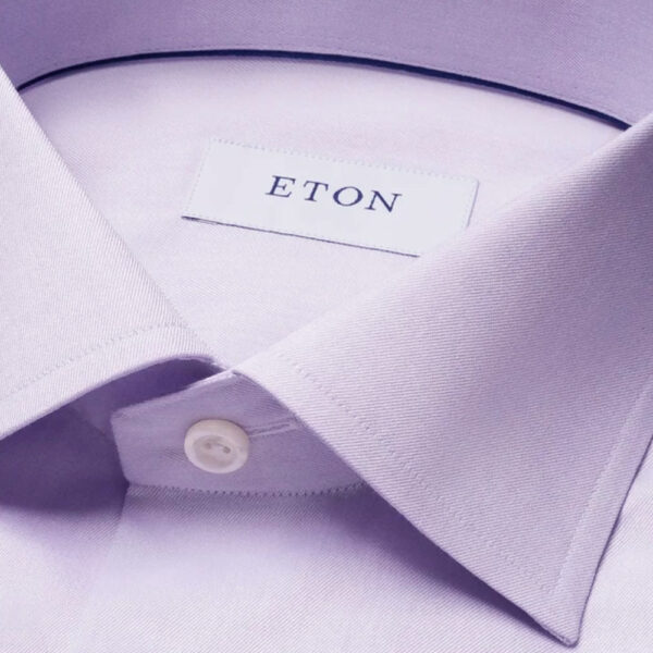 Eton Contemporary Fit Signature Twill Light Purple Shirt collar