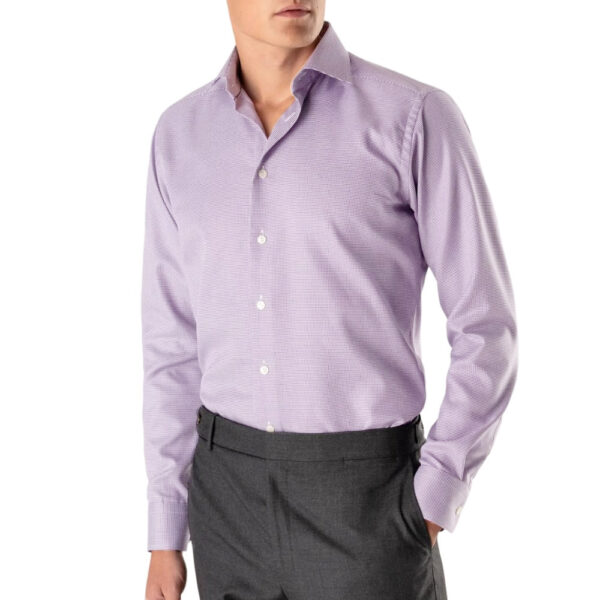 Eton Contemporary Fit Textured Twill light purple Shirt 3