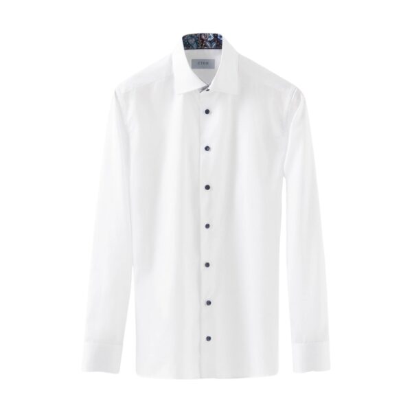 Eton Signature Twill Contemporary Fit White Floral Effect White Shirt 4