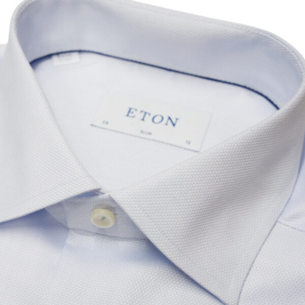 Eton Textured Twill Light Blue Shirt collar