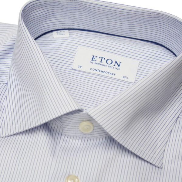 Eton Tripple Stripe Light Blue Shirt collar