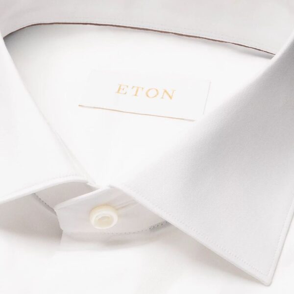 Eton White Solid Elevated Twill Shirt collar 2