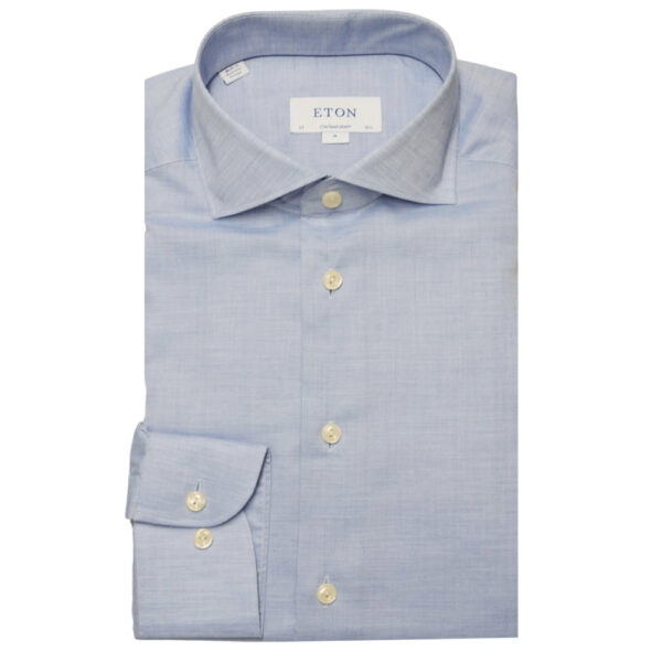 Eton micro herringbone Twill blue shirt