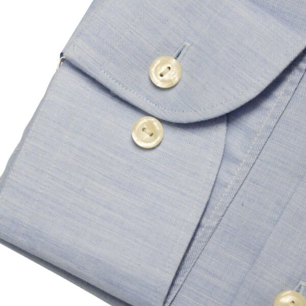 Eton micro herringbone Twill blue shirt cuffs