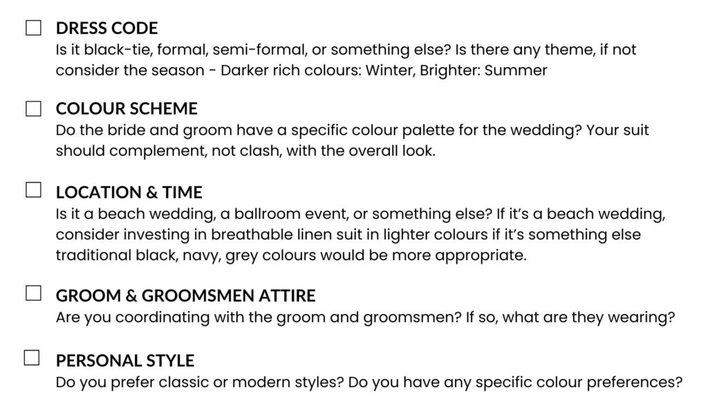 Father of the groombride checklist menswearonline