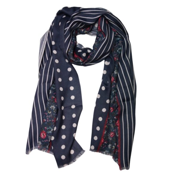 GIORDANO Flower and Polka Dot Navy Scarf