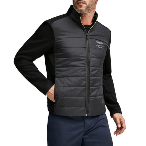 HACKETT Aston Martin Racing Quilted Black Hybrid Jacket