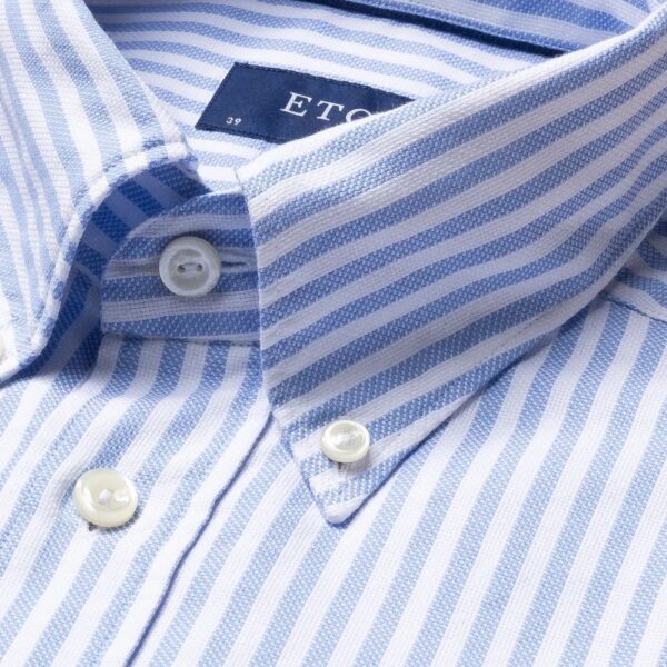 Light Blue Striped Royal Oxford Shirt collar