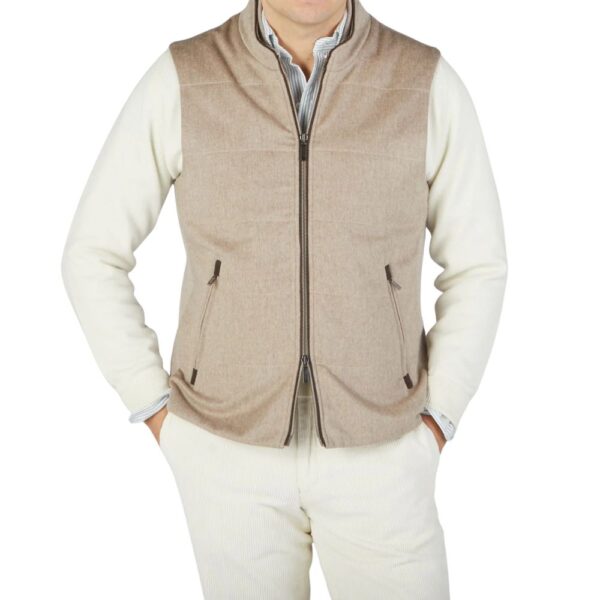 MAURIZIO BALDASSARI Beige Water Repellent Pure Cashmere Gilet