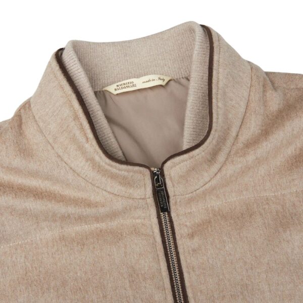 MAURIZIO BALDASSARI Beige Water Repellent Pure Cashmere Gilet collar