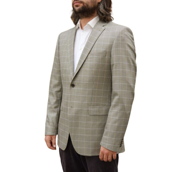 Roy Robson Beige Puppytooth Windowpane Overcheck Jacket - Image 3