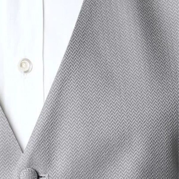 Wilvorst Grey Herringbone Silk and Wool Waistcoat - Image 2