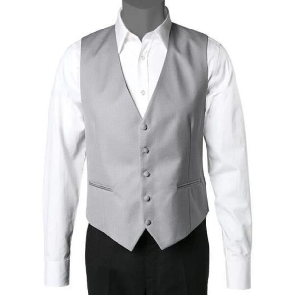 Wilvorst Grey Herringbone Silk and Wool Waistcoat