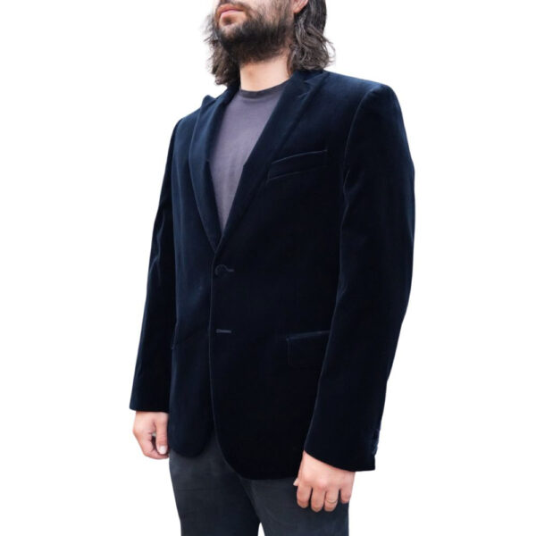 Warwicks Velvet Navy Jacket side