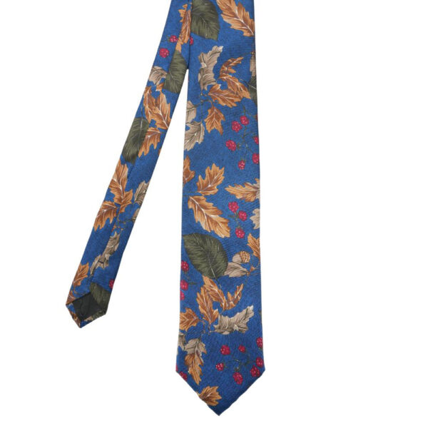 Amanda Christensen Blue Tie with Autumn Motive