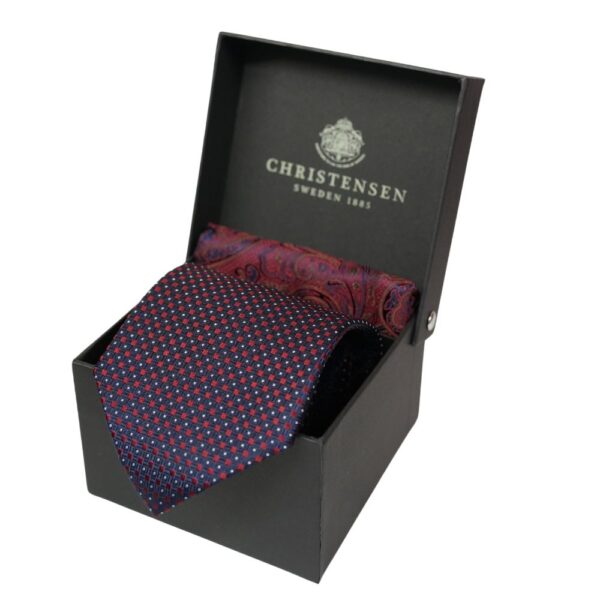 Amanda Christensen Wine Jacquard Tie And Paisley Pocket Square 1