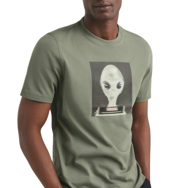 BOSS Regular fit Grey T Shirt in Cotton Jersey with Alien Artwork