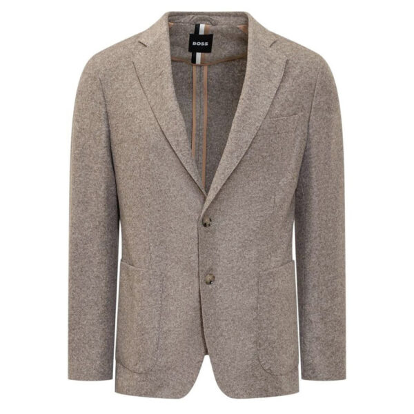 BOSS Slim fit Beige Jacket in Stretch Jersey With Wool