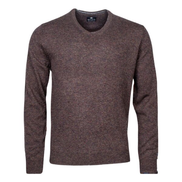 Baileys Melange Brown V Neck Jumper 1