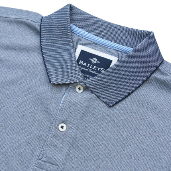 Baileys Textured Light Blue Cotton Polo Shirt detail