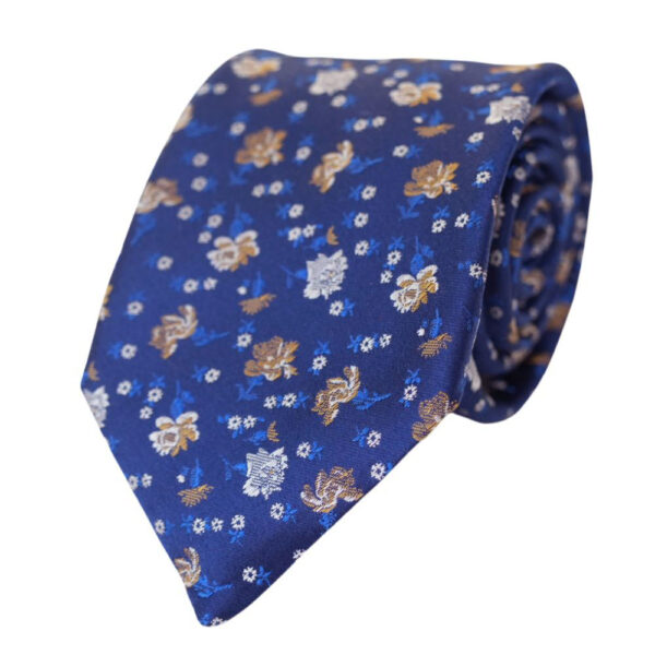 CANALI Blue Silk Tie with Floral Pattern