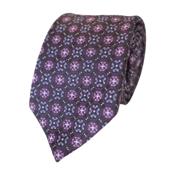 CANALI Floral Mosaic Purple Tie