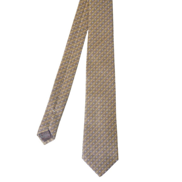 CANALI Gold Floral Pattern Silk Tie