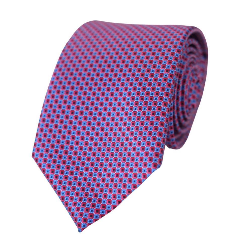 CANALI Micro Square Pattern Pink Tie