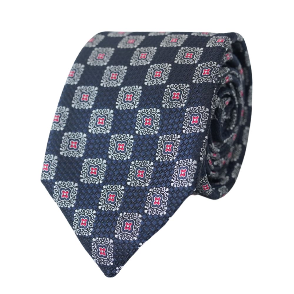 CANALI Navy Mosaic Tie 2