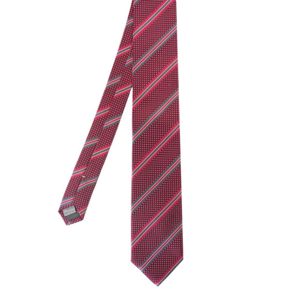 CANALI Scarlet Red Tie with Black Stripes2