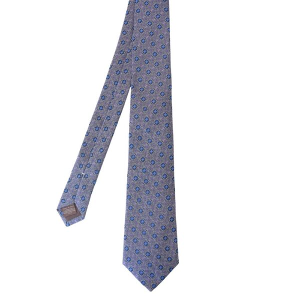 CANALI Silver Blue Printed Tie - Image 2