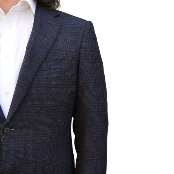 Canali Navy Check Smart Jacket detail