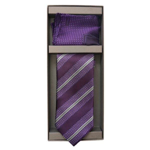 Canali Purple Tie and Pocket Square Set