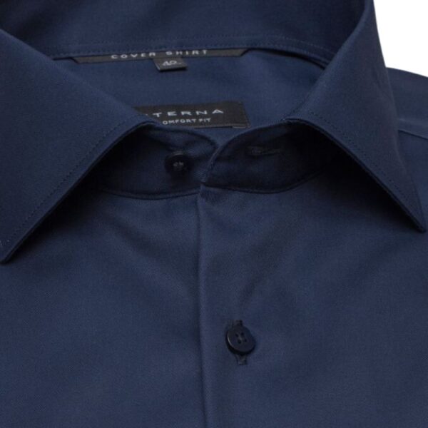 ETERNA Italian Navy Shirt with Breast Pocket Collar