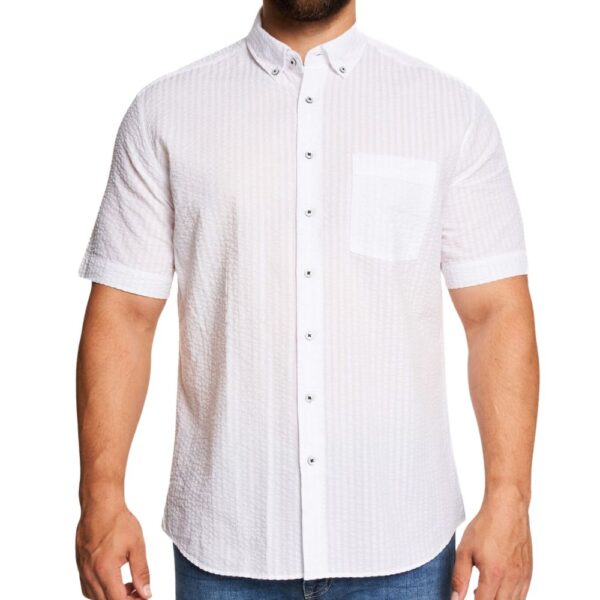 ETERNA Seersucker Short Sleeve White Shirt