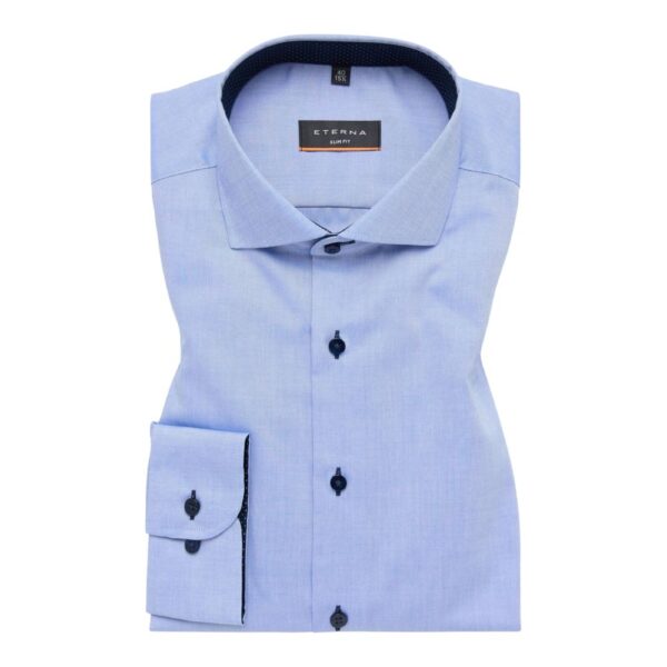 ETERNA Slim Fit Blue Shirt Front