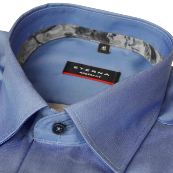 Eterna Blue Shirt with pattern collar MO