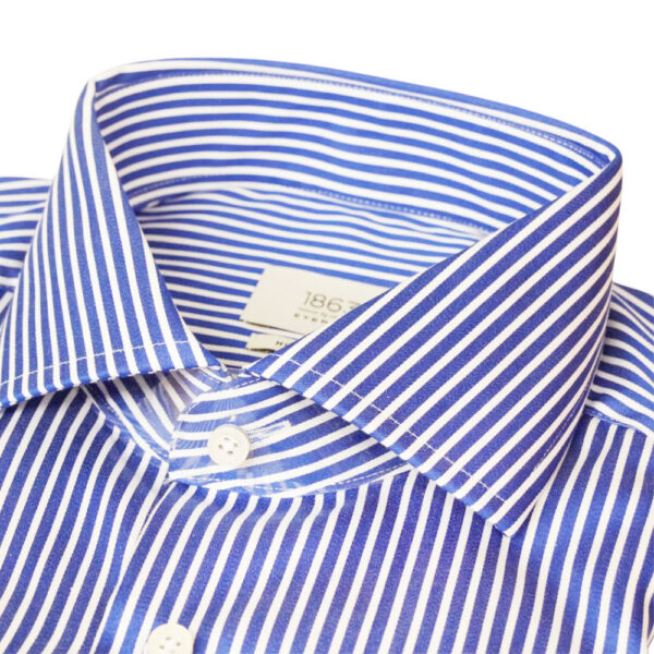 Eterna Blue Striped Shirt with French Cuff Collar