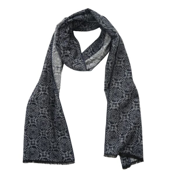 Eterna Mandala Black and Grey Silk Scarf 2