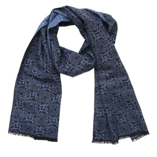 Eterna Navy Scarf with Mosaic circle pattern