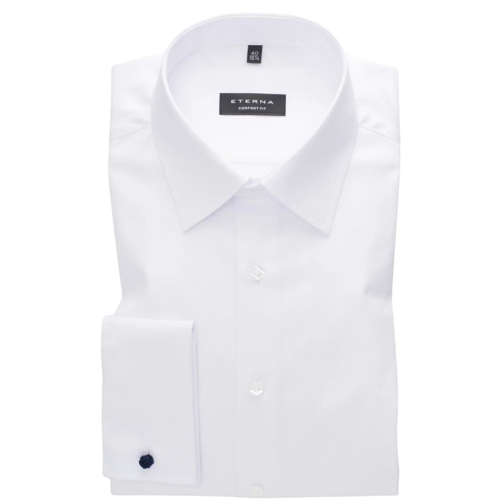 Eterna white shirt with french cuff comfort fit